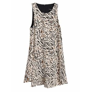 Karen Kane Animal Print Hi-Low Dress Size S Sleeveless USA Made Flowy
